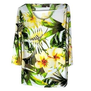 Easywear by Chico's tropical casual 3/4 sleeve blouse Sz 1 (M)